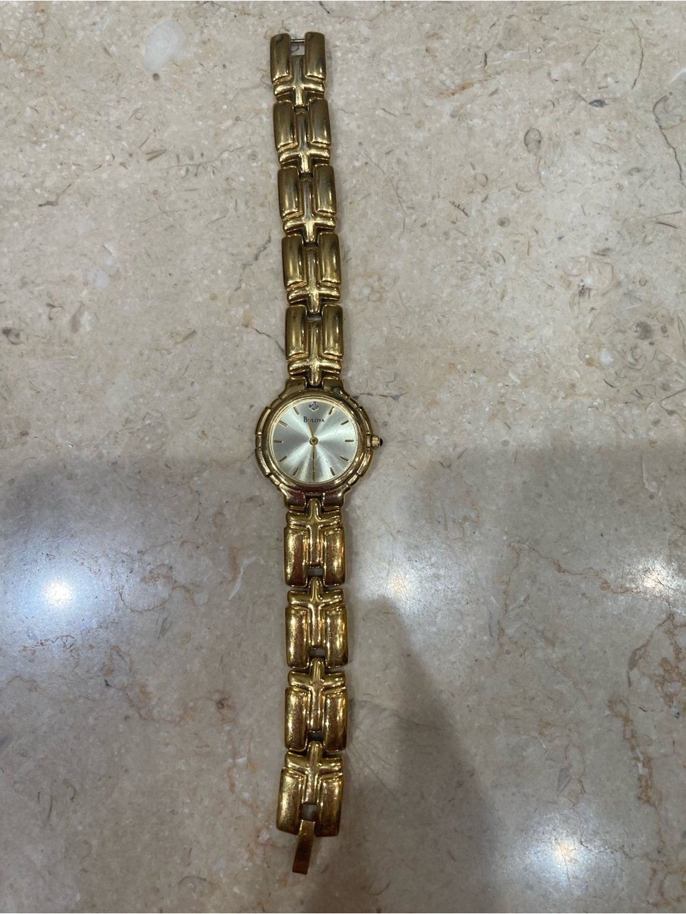 Bulova Gold Women's Bracelet Watch with Diamond at Twelve O’Clock